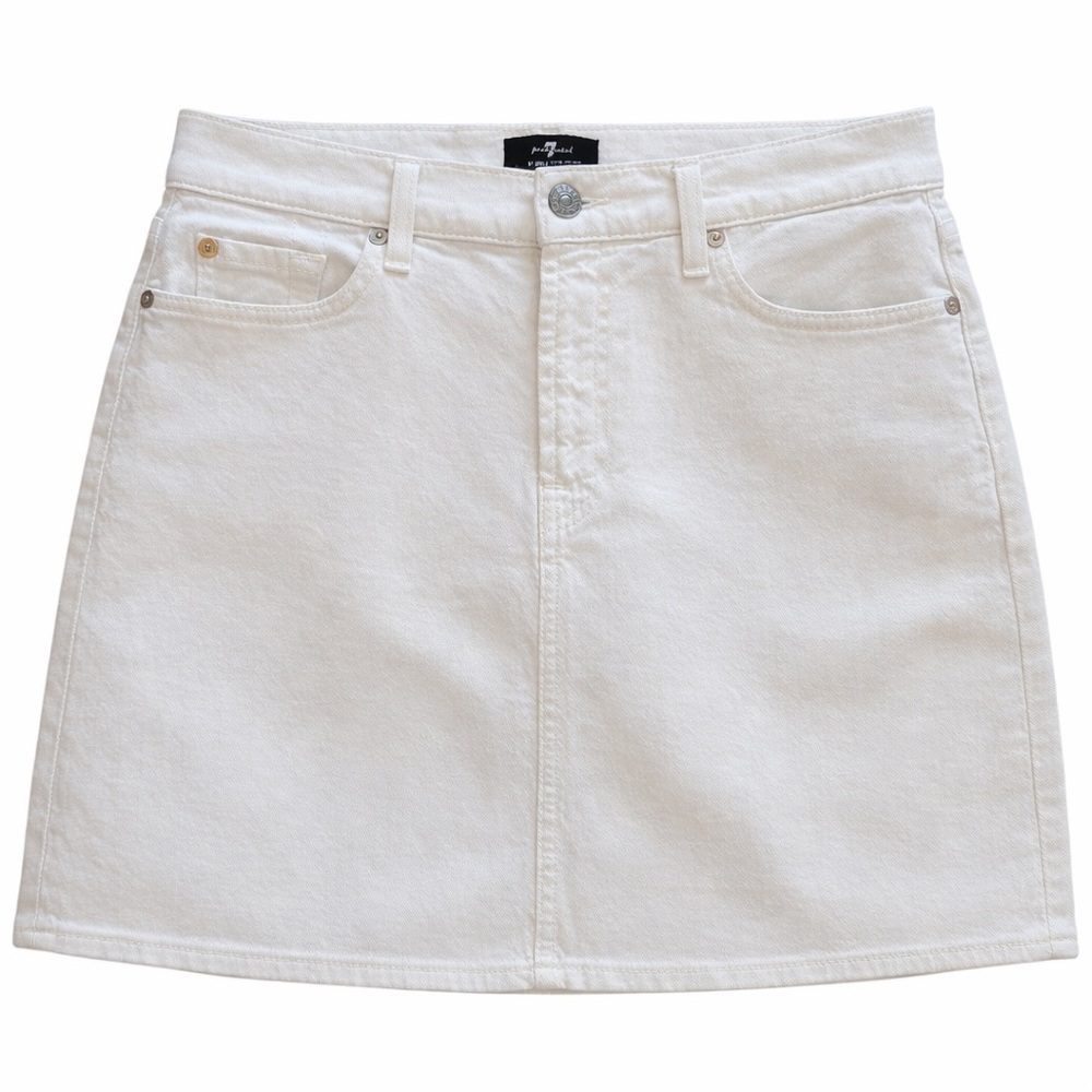 7 For All Mankind Ivory Denim Mini Skirt A Line Size 28